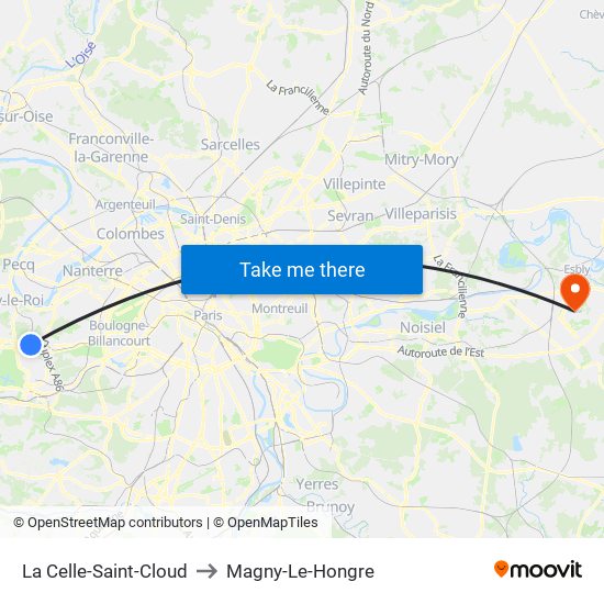 La Celle-Saint-Cloud to Magny-Le-Hongre map