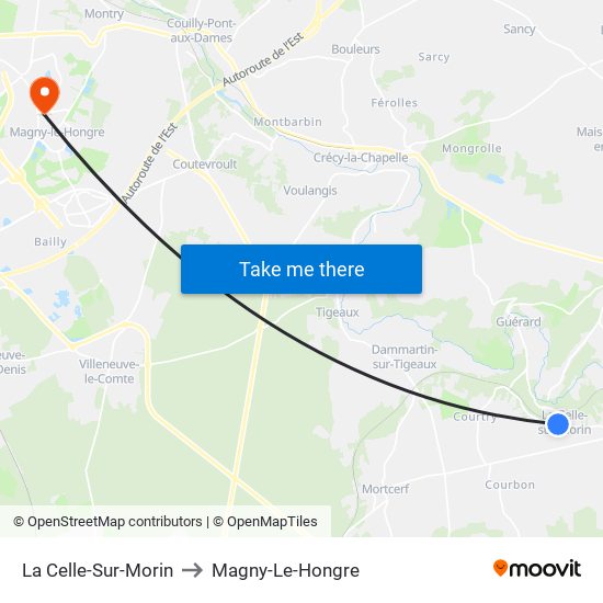 La Celle-Sur-Morin to Magny-Le-Hongre map