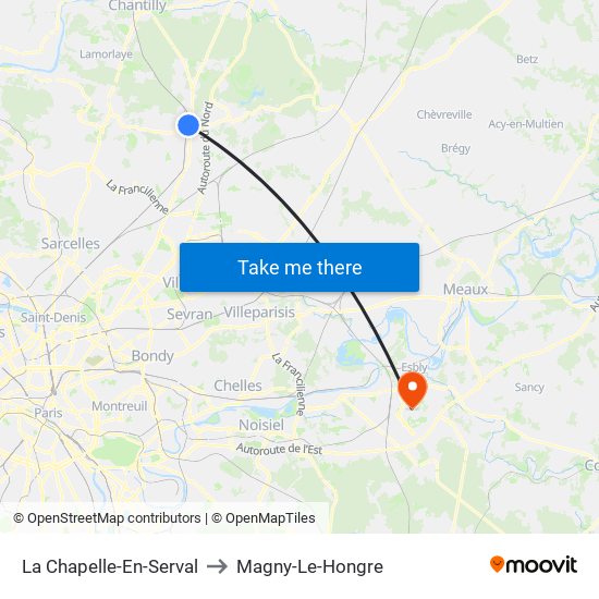 La Chapelle-En-Serval to Magny-Le-Hongre map