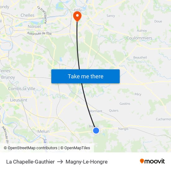 La Chapelle-Gauthier to Magny-Le-Hongre map