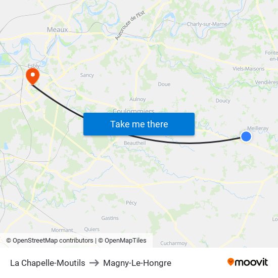 La Chapelle-Moutils to Magny-Le-Hongre map