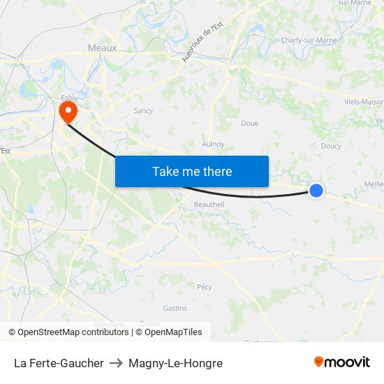 La Ferte-Gaucher to Magny-Le-Hongre map