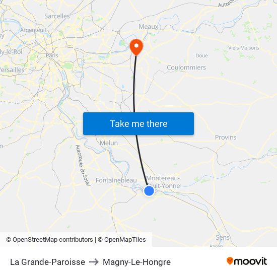 La Grande-Paroisse to Magny-Le-Hongre map