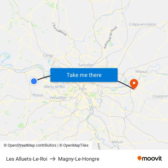 Les Alluets-Le-Roi to Magny-Le-Hongre map