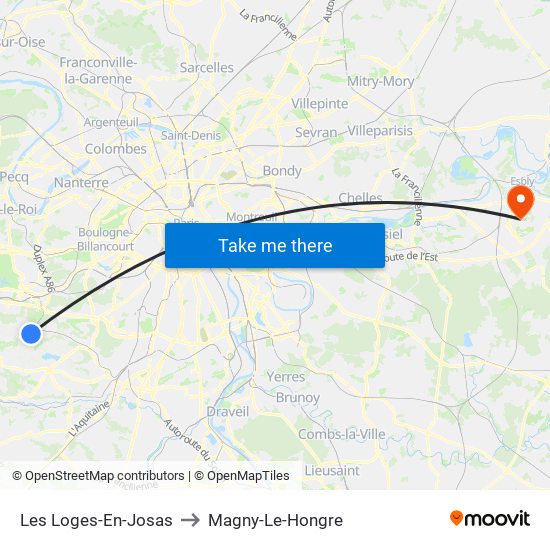 Les Loges-En-Josas to Magny-Le-Hongre map