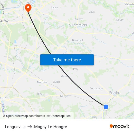 Longueville to Magny-Le-Hongre map