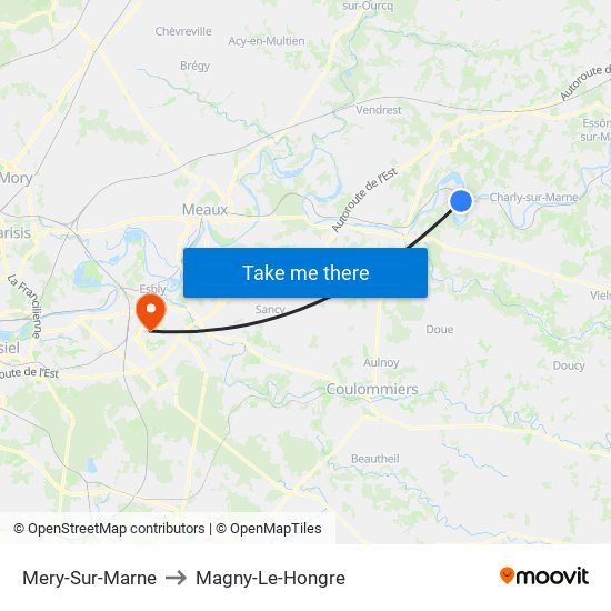 Mery-Sur-Marne to Magny-Le-Hongre map