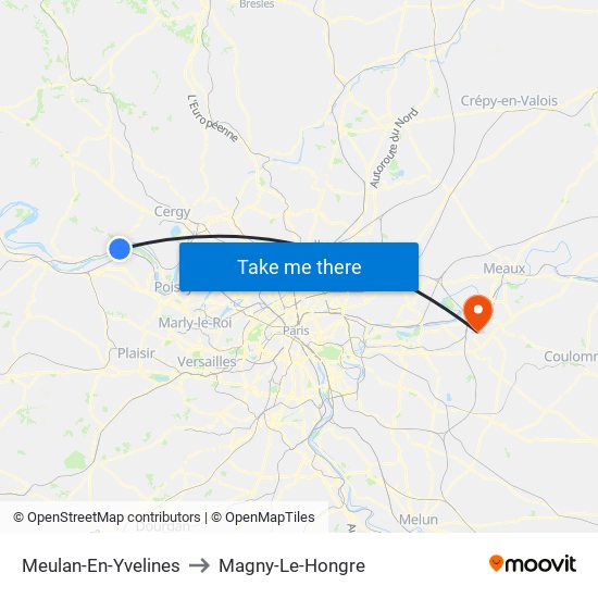 Meulan-En-Yvelines to Magny-Le-Hongre map