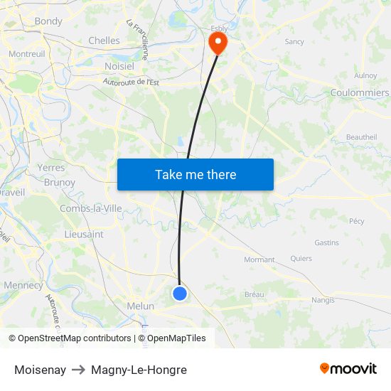 Moisenay to Magny-Le-Hongre map