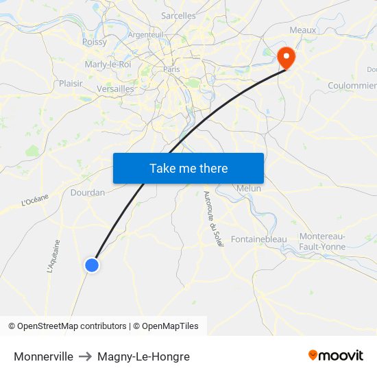 Monnerville to Magny-Le-Hongre map