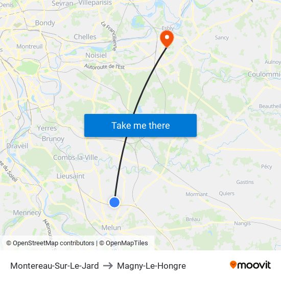 Montereau-Sur-Le-Jard to Magny-Le-Hongre map