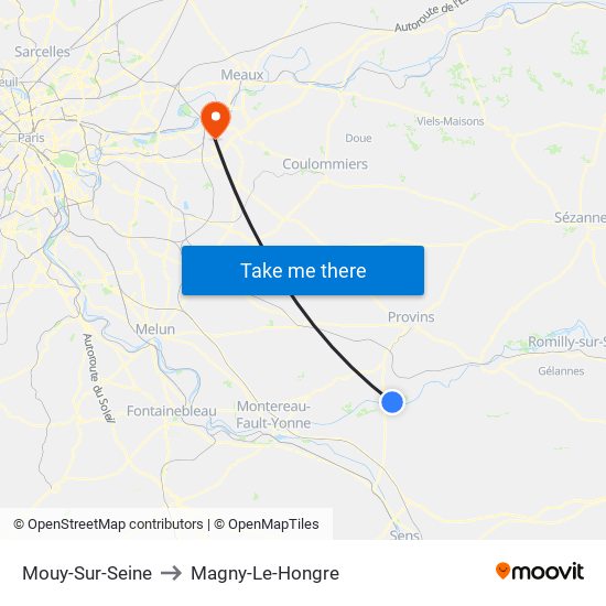 Mouy-Sur-Seine to Magny-Le-Hongre map