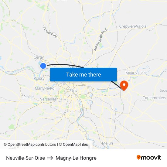Neuville-Sur-Oise to Magny-Le-Hongre map