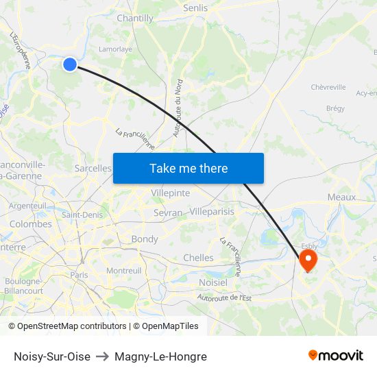 Noisy-Sur-Oise to Magny-Le-Hongre map