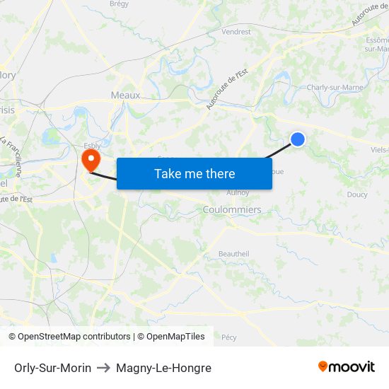 Orly-Sur-Morin to Magny-Le-Hongre map