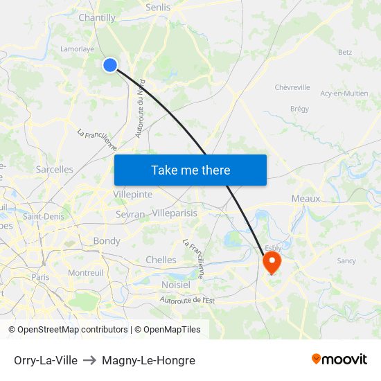 Orry-La-Ville to Magny-Le-Hongre map