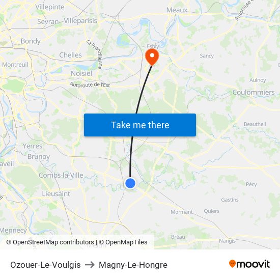Ozouer-Le-Voulgis to Magny-Le-Hongre map