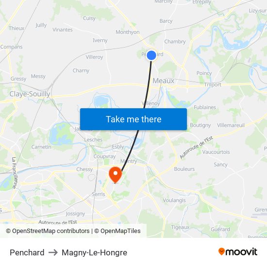 Penchard to Magny-Le-Hongre map