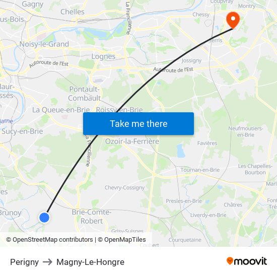 Perigny to Magny-Le-Hongre map