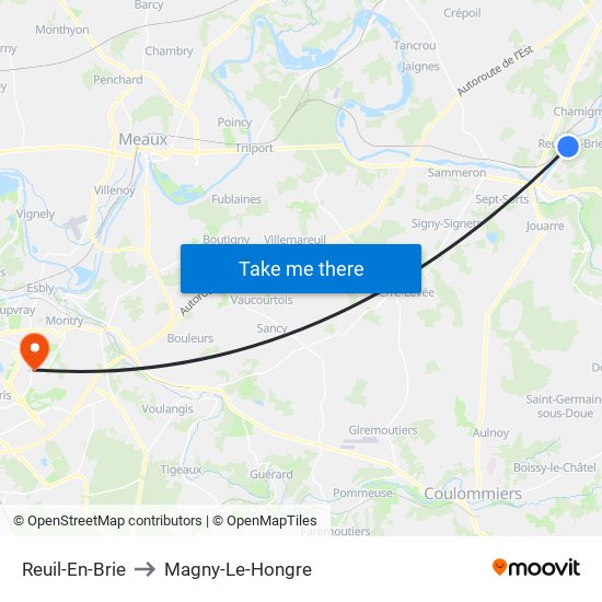 Reuil-En-Brie to Magny-Le-Hongre map