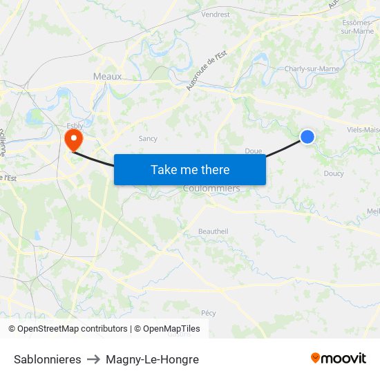Sablonnieres to Magny-Le-Hongre map