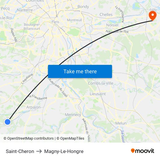 Saint-Cheron to Magny-Le-Hongre map