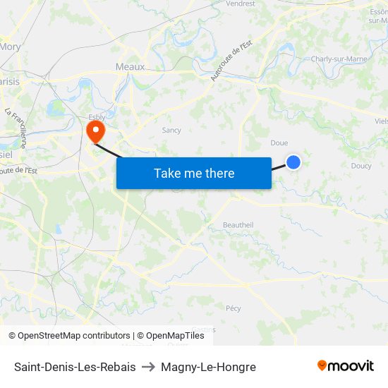 Saint-Denis-Les-Rebais to Magny-Le-Hongre map