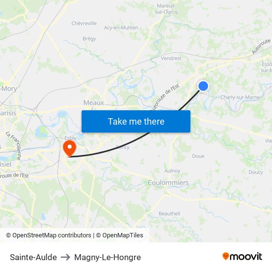 Sainte-Aulde to Magny-Le-Hongre map