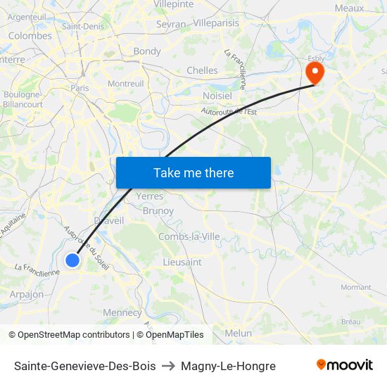 Sainte-Genevieve-Des-Bois to Magny-Le-Hongre map