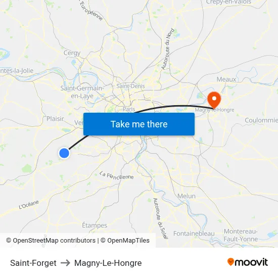 Saint-Forget to Magny-Le-Hongre map