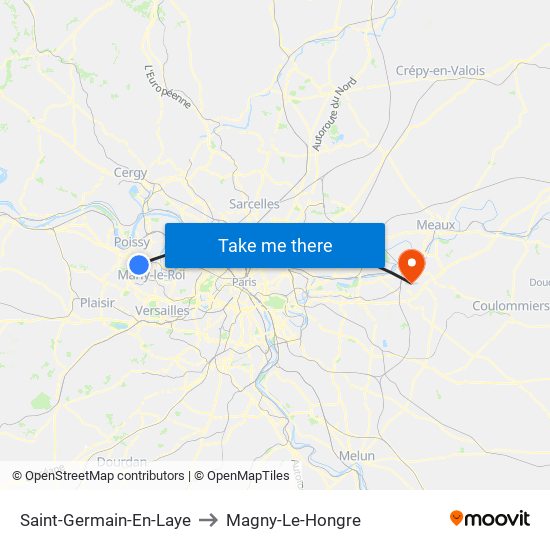 Saint-Germain-En-Laye to Magny-Le-Hongre map