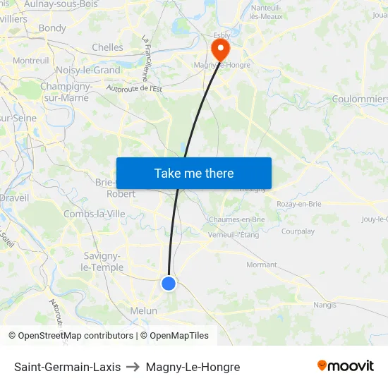 Saint-Germain-Laxis to Magny-Le-Hongre map