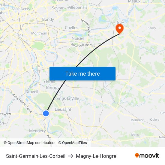 Saint-Germain-Les-Corbeil to Magny-Le-Hongre map