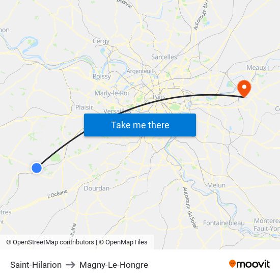 Saint-Hilarion to Magny-Le-Hongre map