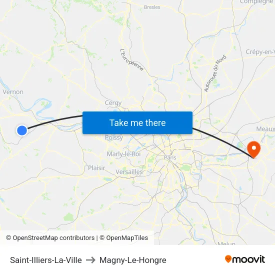 Saint-Illiers-La-Ville to Magny-Le-Hongre map