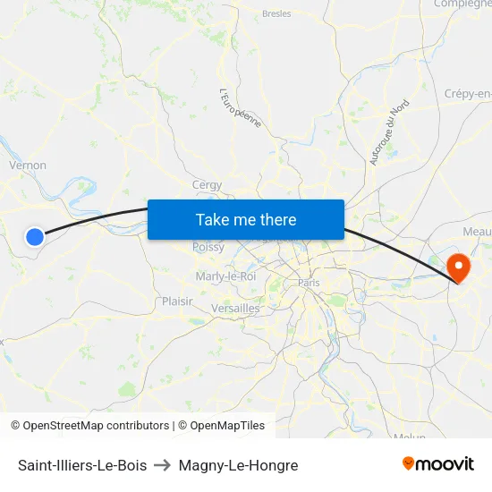 Saint-Illiers-Le-Bois to Magny-Le-Hongre map