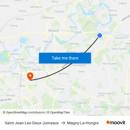 Saint-Jean-Les-Deux-Jumeaux to Magny-Le-Hongre map