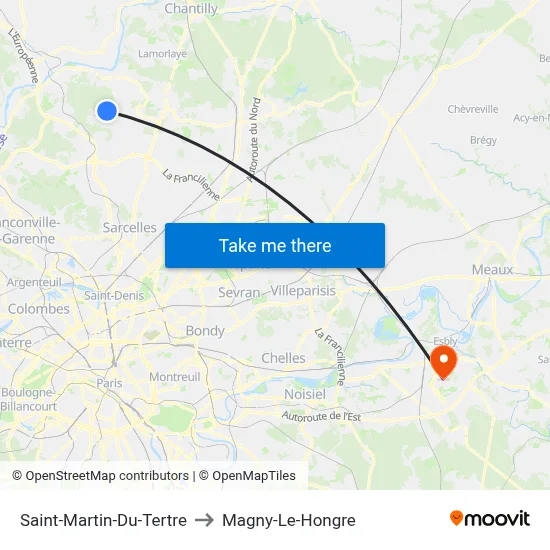 Saint-Martin-Du-Tertre to Magny-Le-Hongre map