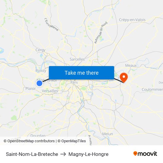 Saint-Nom-La-Breteche to Magny-Le-Hongre map
