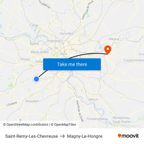 Saint-Remy-Les-Chevreuse to Magny-Le-Hongre map
