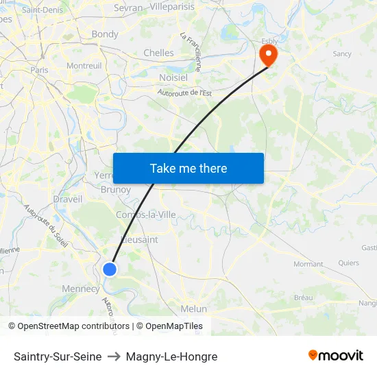 Saintry-Sur-Seine to Magny-Le-Hongre map
