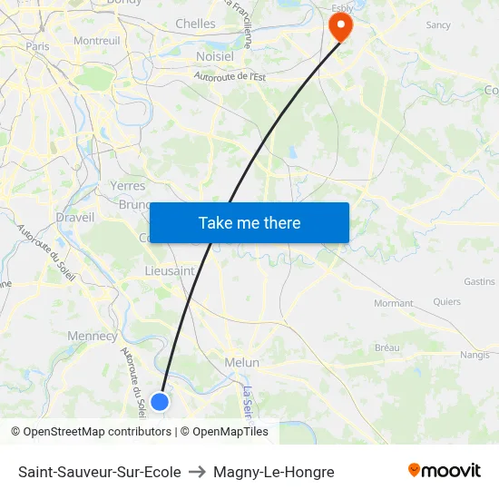 Saint-Sauveur-Sur-Ecole to Magny-Le-Hongre map