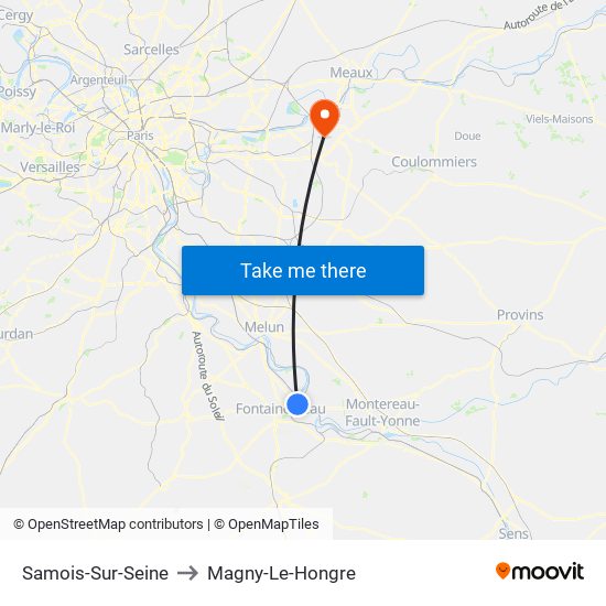 Samois-Sur-Seine to Magny-Le-Hongre map