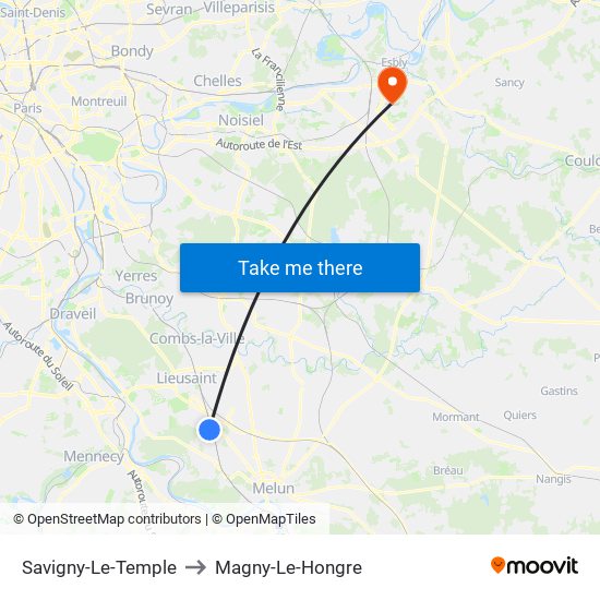 Savigny-Le-Temple to Magny-Le-Hongre map