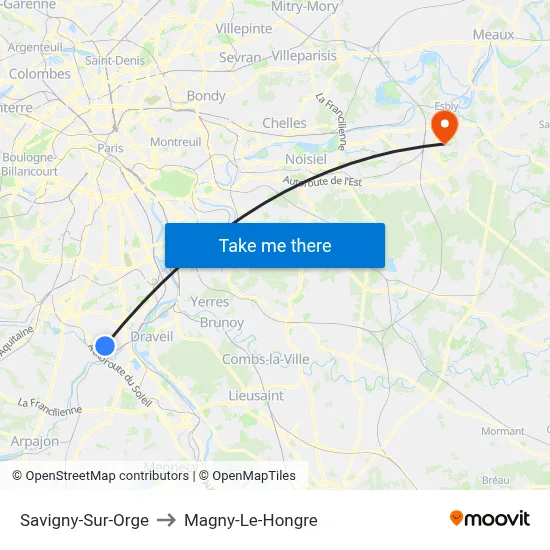 Savigny-Sur-Orge to Magny-Le-Hongre map