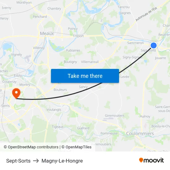 Sept-Sorts to Magny-Le-Hongre map