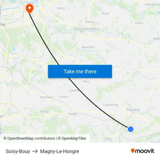 Soisy-Bouy to Magny-Le-Hongre map