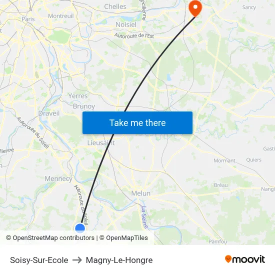 Soisy-Sur-Ecole to Magny-Le-Hongre map