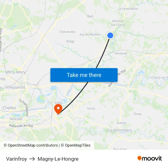 Varinfroy to Magny-Le-Hongre map