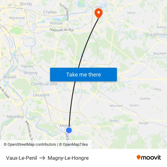 Vaux-Le-Penil to Magny-Le-Hongre map